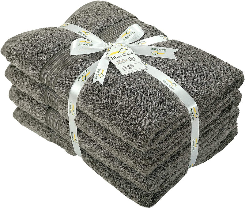 Bliss Casa Bath Towel Set 27 X 54 Inch (4 Pack) - 600 GSM 100% Combed Cotton Quick Drying Highly Absorbent Thick Bathroom Towels - Soft Hotel Quality for Bath and Spa (Grey) Home & Garden > Linens & Bedding > Towels Bliss Casa   