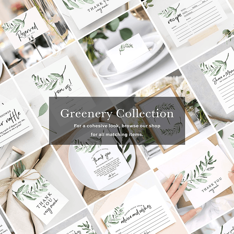 Bliss Collections 25 Invitations with Envelopes for All Occasions, Greenery Invites Perfect for: Weddings, Bridal Showers, Engagement, Birthday Party or Special Event, Fill in Rustic Invites