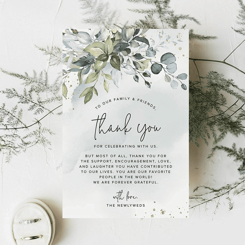 Bliss Collections Wedding Place Setting Thank You Cards for Your Table Centerpieces and Wedding Decorations - Made in The USA - 4x6 Cards, Pack of 50 (Greenery Watercolor) Home & Garden > Decor > Seasonal & Holiday Decorations& Garden > Decor > Seasonal & Holiday Decorations Bliss Collections   