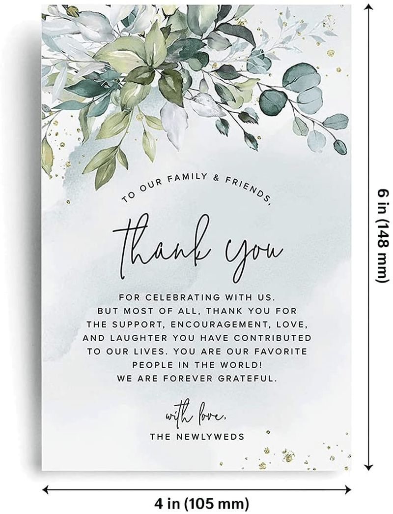 Bliss Collections Wedding Place Setting Thank You Cards for Your Table Centerpieces and Wedding Decorations - Made in The USA - 4x6 Cards, Pack of 50 (Greenery Watercolor) Home & Garden > Decor > Seasonal & Holiday Decorations& Garden > Decor > Seasonal & Holiday Decorations Bliss Collections   
