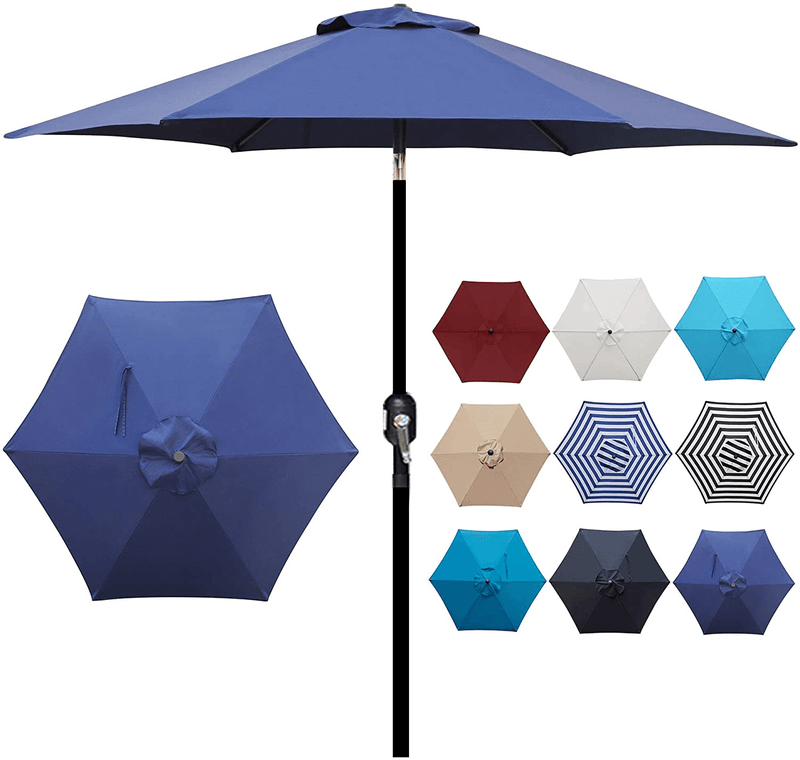 Blissun 7.5 ft Patio Umbrella, Yard Umbrella Push Button Tilt Crank (Tan) Home & Garden > Lawn & Garden > Outdoor Living > Outdoor Umbrella & Sunshade Accessories Blissun Navy Blue  