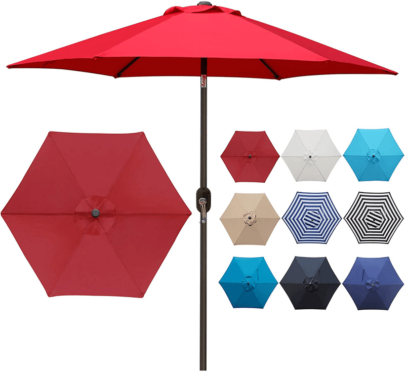 Blissun 7.5 ft Patio Umbrella, Yard Umbrella Push Button Tilt Crank (Tan) Home & Garden > Lawn & Garden > Outdoor Living > Outdoor Umbrella & Sunshade Accessories Blissun Red  