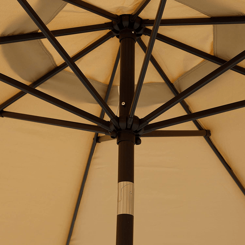 Blissun 9' Outdoor Aluminum Patio Umbrella, Market Striped Umbrella with Push Button Tilt and Crank