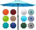 Blissun 9' Outdoor Aluminum Patio Umbrella, Market Striped Umbrella with Push Button Tilt and Crank Home & Garden > Lawn & Garden > Outdoor Living > Outdoor Umbrella & Sunshade Accessories Blissun Light Blue  