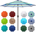Blissun 9' Outdoor Aluminum Patio Umbrella, Market Striped Umbrella with Push Button Tilt and Crank Home & Garden > Lawn & Garden > Outdoor Living > Outdoor Umbrella & Sunshade Accessories Blissun Blue and Green  