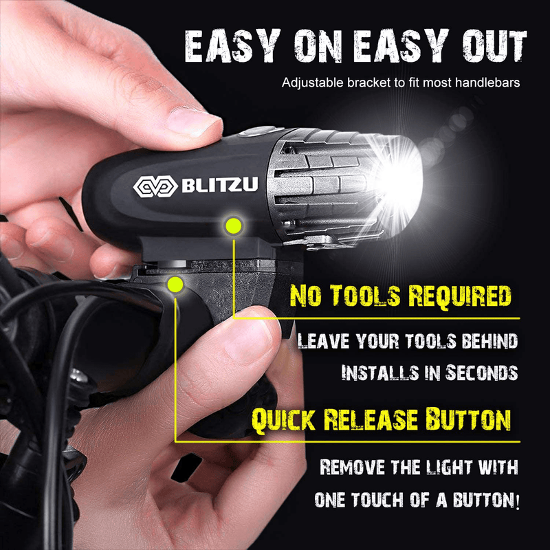 BLITZU Bike Lights Set USB Rechargeable Gator 320 Lumens Powerful Front and Back Light Bicycle Accessories for Night Riding, Cycling Headlight Tail Rear Reflectors for Kids, Road, Mountain Bike