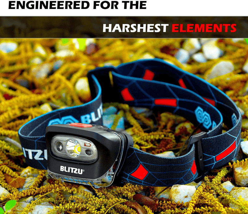 BLITZU LED Headlamp Flashlight for Adults and Kids - Waterproof Super Bright Cree Head Lamp with Red Light, Comfortable Headband Perfect for Running, Camping, Hiking, Fishing, Hunting, Jogging BLACK Hardware > Tools > Flashlights & Headlamps > Flashlights BLITZU   