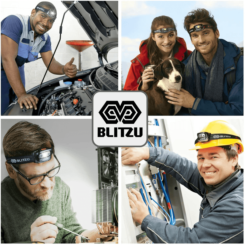 BLITZU LED Headlamp Flashlight for Adults and Kids - Waterproof Super Bright Cree Head Lamp with Red Light, Comfortable Headband Perfect for Running, Camping, Hiking, Fishing, Hunting, Jogging BLACK Hardware > Tools > Flashlights & Headlamps > Flashlights BLITZU   