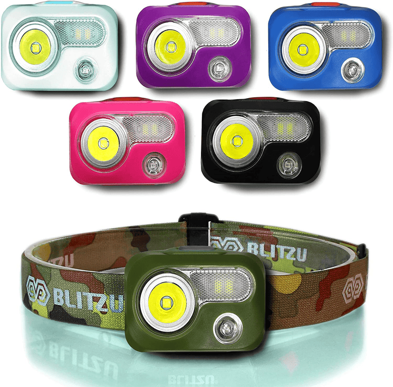 BLITZU LED Headlamp Flashlight for Adults and Kids - Waterproof Super Bright Cree Head Lamp with Red Light, Comfortable Headband Perfect for Running, Camping, Hiking, Fishing, Hunting, Jogging BLACK Hardware > Tools > Flashlights & Headlamps > Flashlights BLITZU Rechargeable Camo  