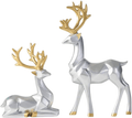 Bliweek Nordic Style Origami Elk，Resin Sitting Standing Deer Statues, Reindeer Figurines，Ornaments Living Room TV Cabinet Wine Cabinet Gifts for Home Decoration（One Pair） (White) Home & Garden > Decor > Seasonal & Holiday Decorations& Garden > Decor > Seasonal & Holiday Decorations Bliweek Silver  