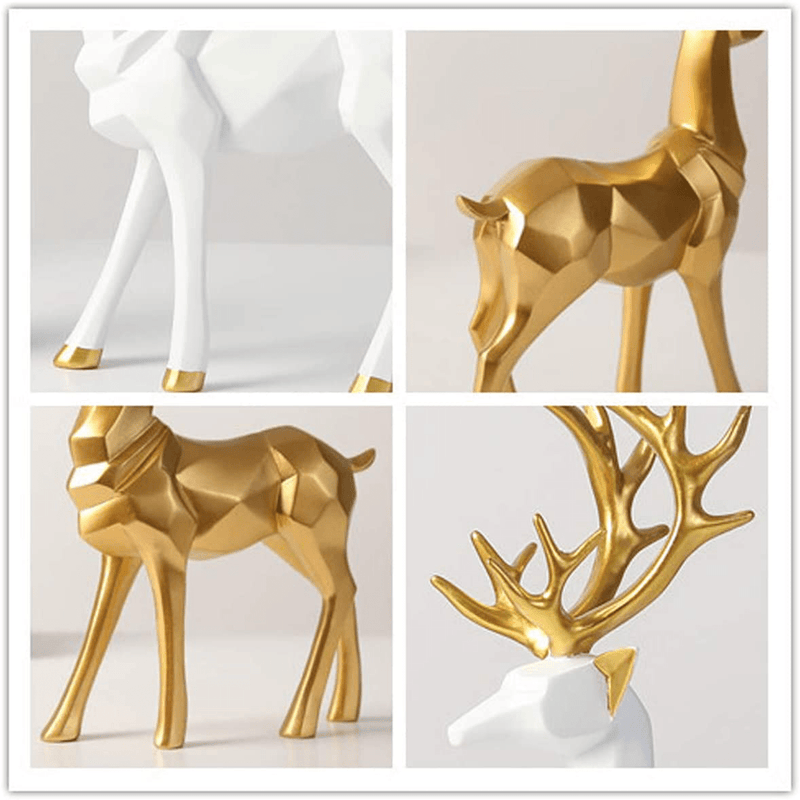 Bliweek Nordic Style Origami Elk，Resin Sitting Standing Deer Statues, Reindeer Figurines，Ornaments Living Room TV Cabinet Wine Cabinet Gifts for Home Decoration（One Pair） (White) Home & Garden > Decor > Seasonal & Holiday Decorations& Garden > Decor > Seasonal & Holiday Decorations Bliweek   