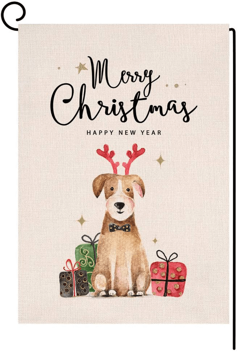 BLKWHT Christmas Dog Garden Flag 12.5 x 18 Vertical Double Sided Winter Happy New Year Outdoor Decorations Burlap Small Yard Flag S1013 Home & Garden > Decor > Seasonal & Holiday Decorations& Garden > Decor > Seasonal & Holiday Decorations BLKWHT   