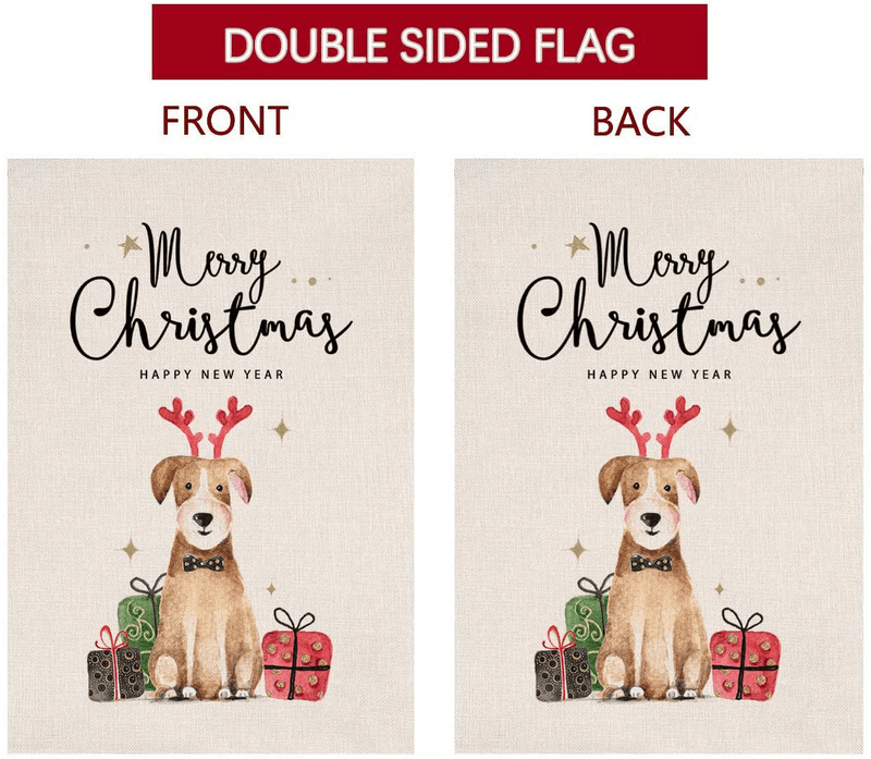 BLKWHT Christmas Dog Garden Flag 12.5 x 18 Vertical Double Sided Winter Happy New Year Outdoor Decorations Burlap Small Yard Flag S1013 Home & Garden > Decor > Seasonal & Holiday Decorations& Garden > Decor > Seasonal & Holiday Decorations BLKWHT   