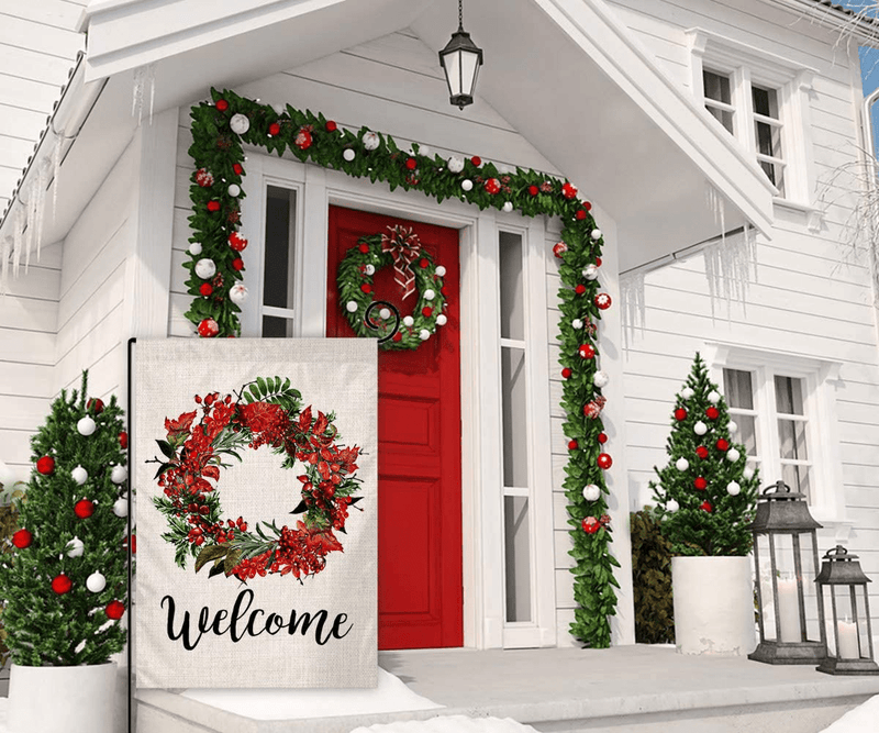 BLKWHT Christmas Garden Flag 12.5 x 18 Vertical Double Sided Winter Holiday Berry Wreath Welcome Outdoor Decorations Burlap Small Yard Flag S1000 Home & Garden > Decor > Seasonal & Holiday Decorations& Garden > Decor > Seasonal & Holiday Decorations BLKWHT   