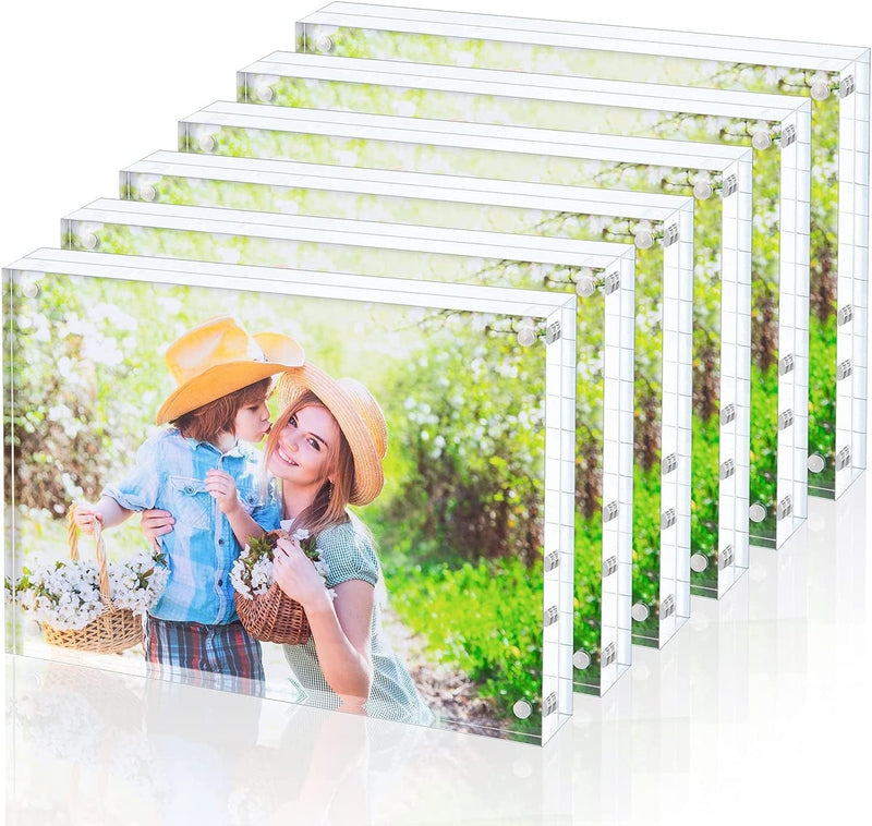 Bloberey Acrylic Picture Frame , Clear Freestanding Double Sided 20Mm Thickness Frameless Magnetic Photo Frames Desktop Display with Gift Box Package (4X4 2Pack) Home & Garden > Decor > Picture Frames Bloberey 5x7 inch 6 pack  