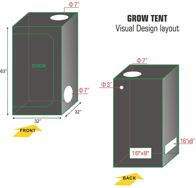Bloomgrow 32''X32''X63'' Grow Tent + 4'' Fan Filter Duct Combo + 600W LED Light + Hangers + Hygrometer + Shears + 24 Hour Timer + Trellis Netting Indoor Grow Tent Complete Kit Sporting Goods > Outdoor Recreation > Camping & Hiking > Tent Accessories BloomGrow   