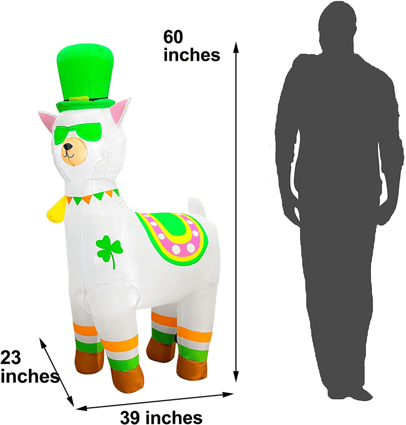 BLOWOUT FUN 5Ft Inflatable St. Patrick'S Day Cute Sainte Alpaca Decoration, LED Blow up Lighted Decor Indoor Outdoor Holiday Art Decor Decorations Clearance Arts & Entertainment > Party & Celebration > Party Supplies BLOWOUT FUN   