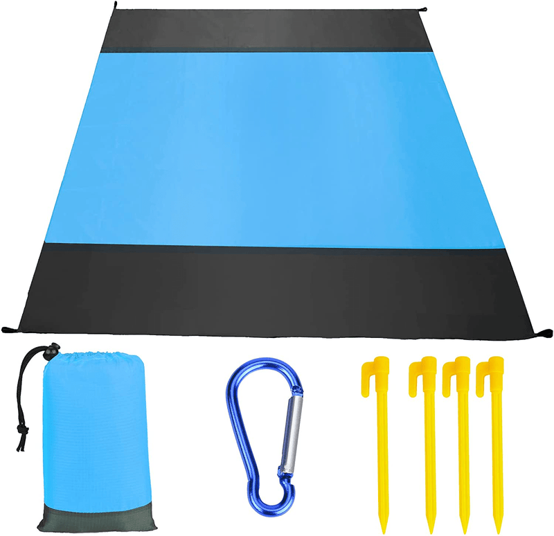 Bltong Beach Blanket Waterproof Sandproof, Portable Lightweight Beach Mat for 4-7 People, Quick Drying for Outdoor Picnic Travel Camping Hiking, Blue Home & Garden > Lawn & Garden > Outdoor Living > Outdoor Blankets > Picnic Blankets Bltong Blue  