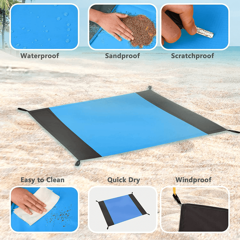Bltong Beach Blanket Waterproof Sandproof, Portable Lightweight Beach Mat for 4-7 People, Quick Drying for Outdoor Picnic Travel Camping Hiking, Blue Home & Garden > Lawn & Garden > Outdoor Living > Outdoor Blankets > Picnic Blankets Bltong   