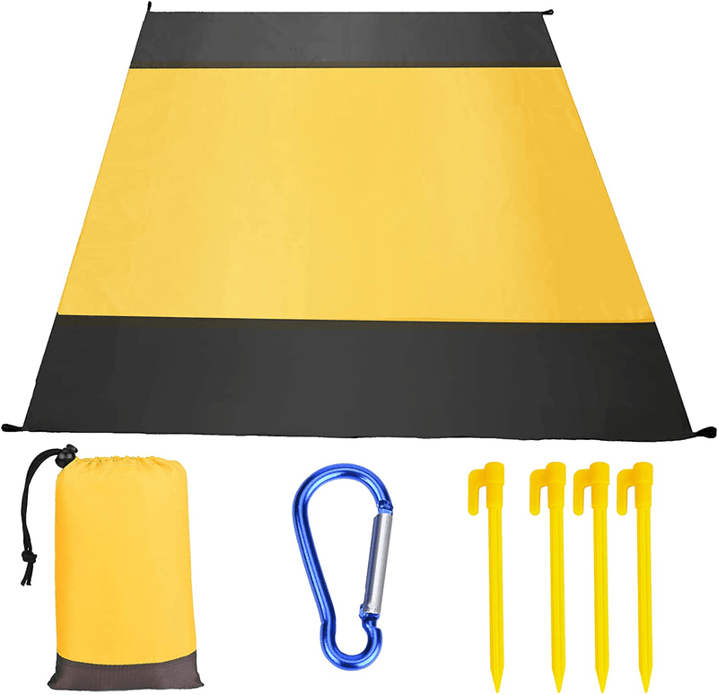 Bltong Beach Blanket Waterproof Sandproof, Portable Lightweight Beach Mat for 4-7 People, Quick Drying for Outdoor Picnic Travel Camping Hiking, Blue Home & Garden > Lawn & Garden > Outdoor Living > Outdoor Blankets > Picnic Blankets Bltong Yellow  