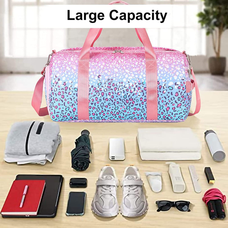 BLUBOON Duffle Bag Girls Kids Cute Gym Bag with Shoes Compartment & Wet Separation Waterproof Sports Overnight Travel Bag