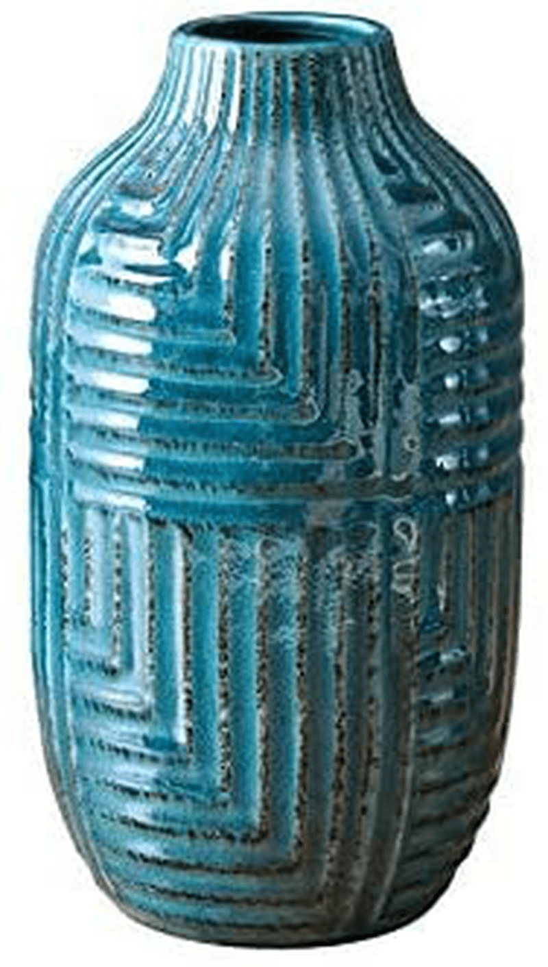 Blue Ceramic Pottery Vase Floreros for Flowers Centerpieces Modern Elegant Decorative Home Decor Home & Garden > Decor > Vases BEC Height 10.6''  