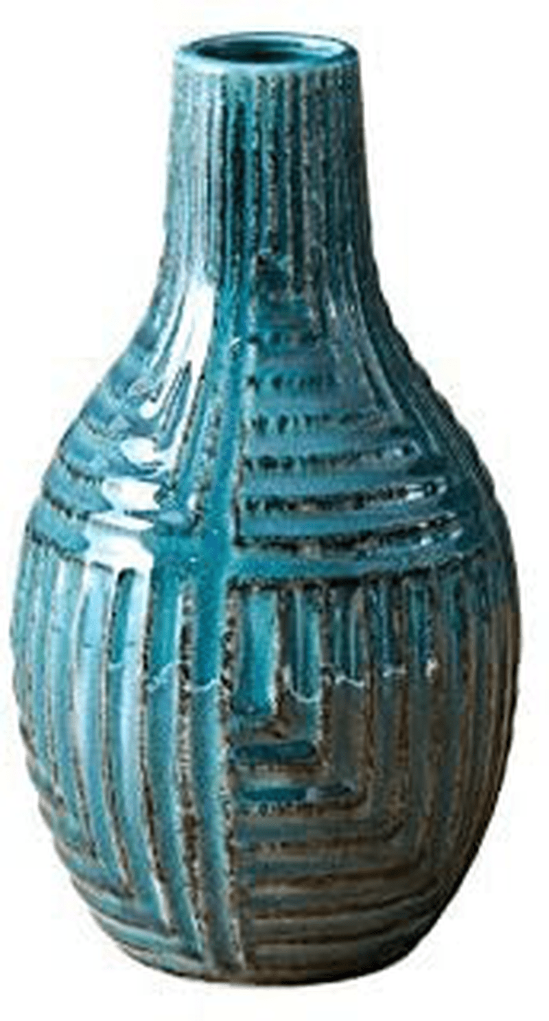 Blue Ceramic Pottery Vase Floreros for Flowers Centerpieces Modern Elegant Decorative Home Decor Home & Garden > Decor > Vases BEC Height 9.5''  