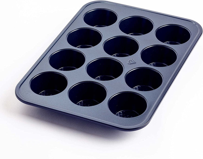 Blue Diamond Bakeware Diamond Infused Nonstick, 5 Piece Baking Set with 13X18Inch Baking Sheet,13X9Inch Cookie Sheet, 12 Cup Muffin Pan, Square Cake Pan & Loaf Pan, Dishwasher/Freezer Safe, Pfas-Free Home & Garden > Kitchen & Dining > Cookware & Bakeware Blue Diamond 12 Cup Muffin and Baking Pan  