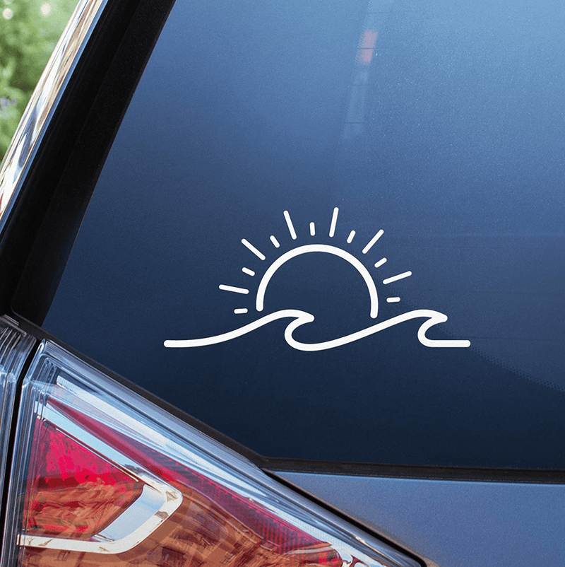 Blue Giraffe Sun & Wave 7" Car Decal - Beach Bumper Sticker