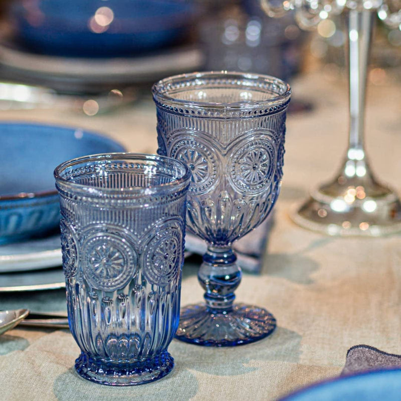 Blue Glass Tumblers Set of 6 Highball Glasses, Dishwasher Safe Blue Glassware Made from Blue Glass, 6 Colored Drinking Glasses Home & Garden > Kitchen & Dining > Tableware > Drinkware Yungala   