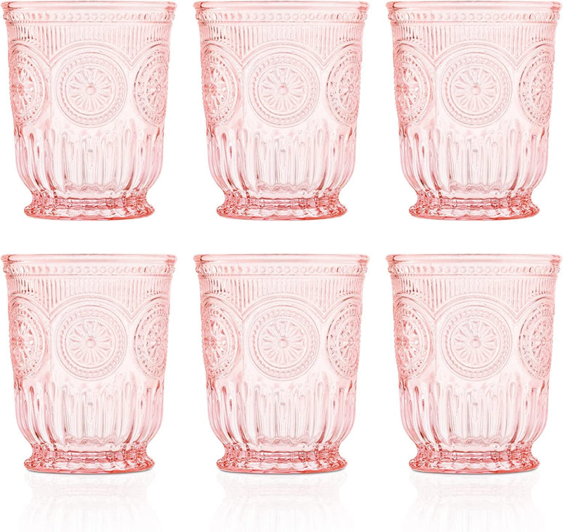 Blue Glass Tumblers Set of 6 Highball Glasses, Dishwasher Safe Blue Glassware Made from Blue Glass, 6 Colored Drinking Glasses Home & Garden > Kitchen & Dining > Tableware > Drinkware Yungala Pink-Small  