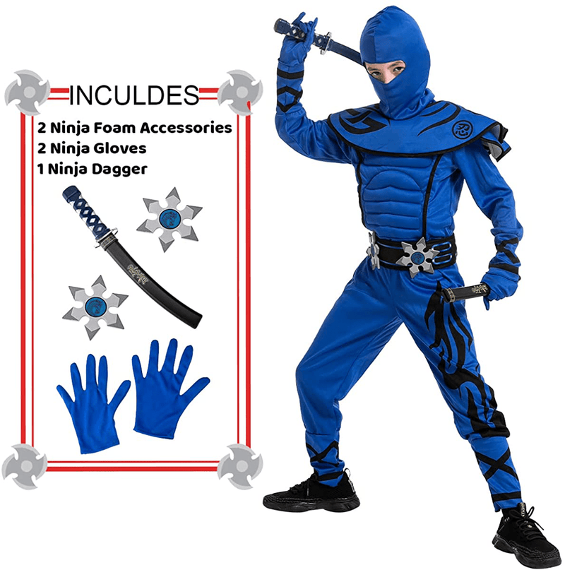 Blue Kungfu Ninja Costume for Boys and Girls, Halloween Dress Up Party, Ninja Role Playing, Themed Parties, Everyday Play Apparel & Accessories > Costumes & Accessories > Costumes Spooktacular Creations Medium (8-10yr)  