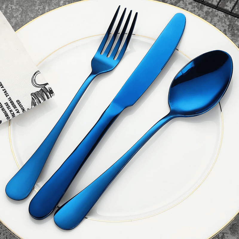 Blue Silverware Set, Levanma 20-Pieces Stainless Steel Flatware Cutlery Tableware Set Service for 4,Include Fork Knife Spoon,Mirror Polished,Dishwasher Safe