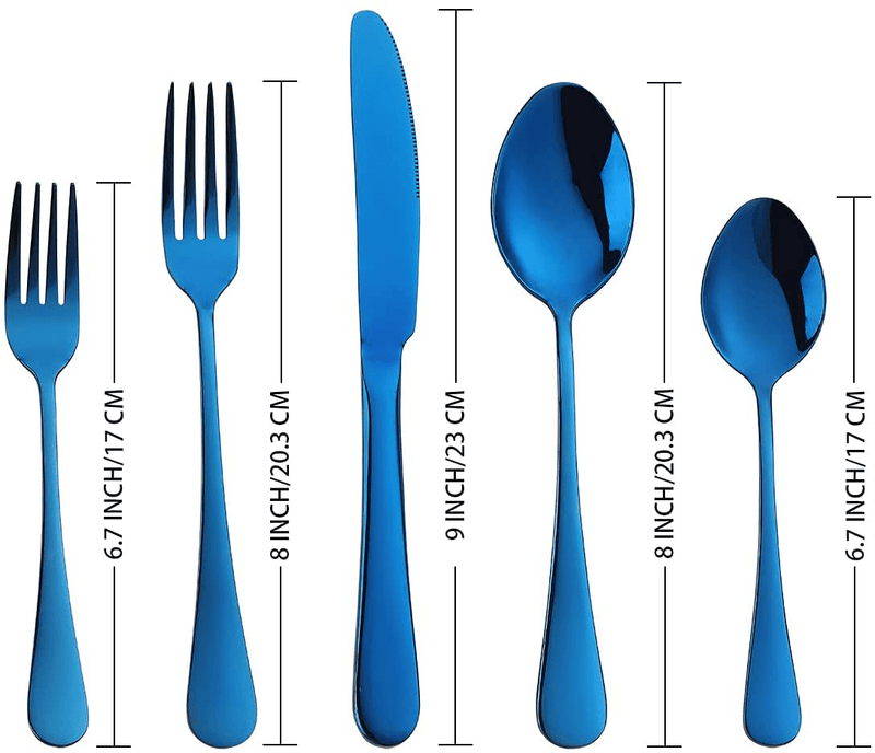 Blue Silverware Set, Levanma 20-Pieces Stainless Steel Flatware Cutlery Tableware Set Service for 4,Include Fork Knife Spoon,Mirror Polished,Dishwasher Safe