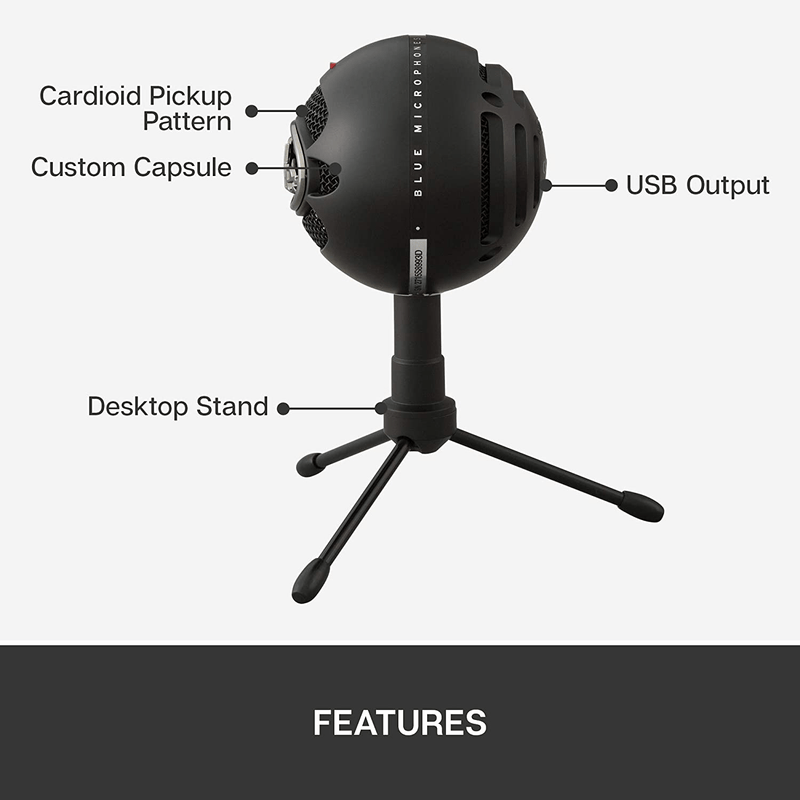 Blue Snowball iCE USB Mic for Recording and Streaming on PC and Mac, Cardioid Condenser Capsule, Adjustable Stand, Plug and Play – Black Electronics > Audio > Audio Components > Microphones Blue Microphones   