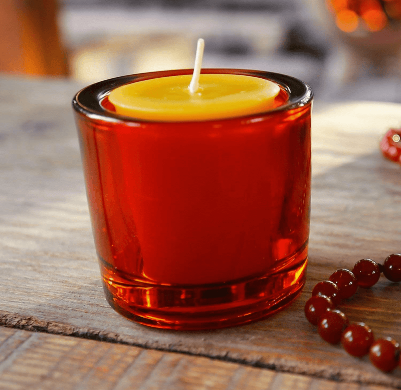 Bluecorn Beeswax Heavy Glass Votive and Tea Light Candle Holders (1, Lilac)