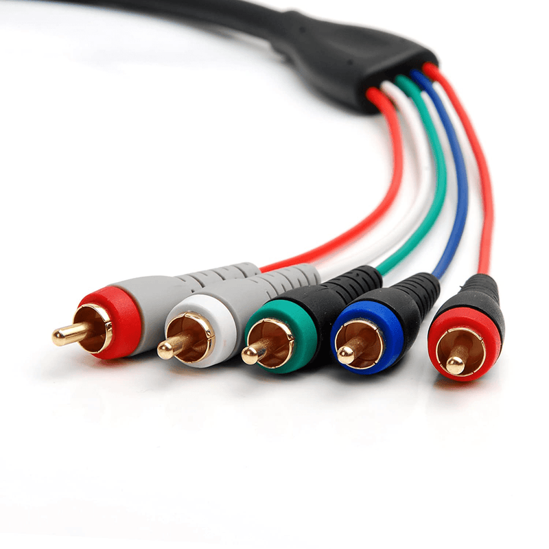BlueRigger Component Video Cable with Audio (6FT, RCA- 5 Cable, Supports 1080i) - Compatible with DVD Players, VCR, Camcorder, Projector, Game Consoles