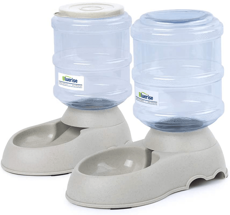 BLUERISE Automatic Dog Feeder Travel Supply cat Food Feeder and Water Dispenser Set 1 Gal x 2 Water Gravity pet Dog Water Fountain Animals & Pet Supplies > Pet Supplies > Dog Supplies BLUERISE   