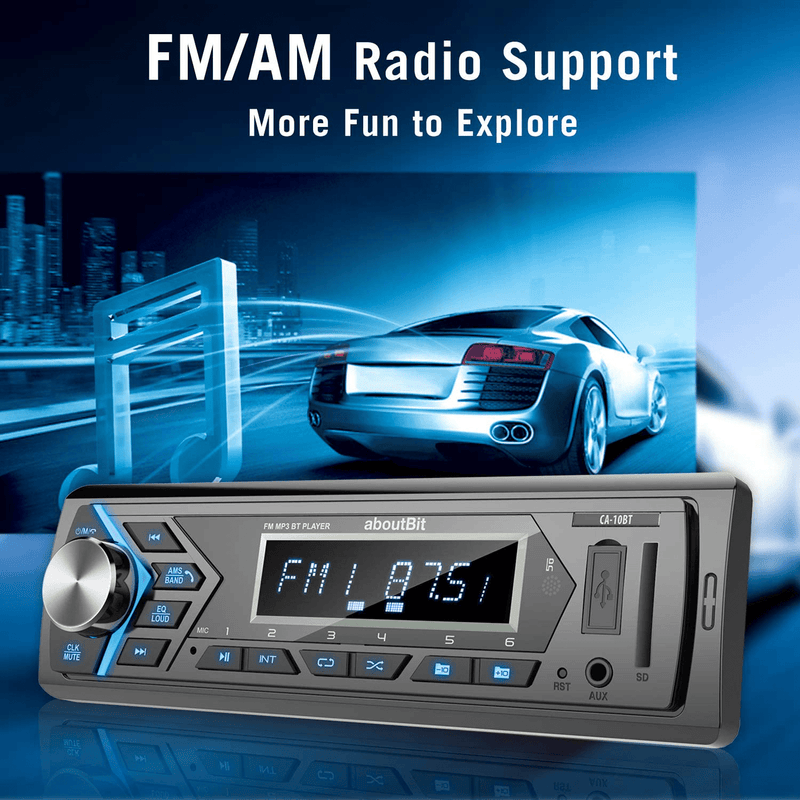 Bluetooth Car Stereo Radio Receiver,Single Din Mechless Digital Media Receiver Support FM/AM /USB/SD/FLAC/MP3/Aux-in with 7 Color Backlit,Wireless Remote Control Electronics > Audio > Audio Players & Recorders > Radios aboutBit   