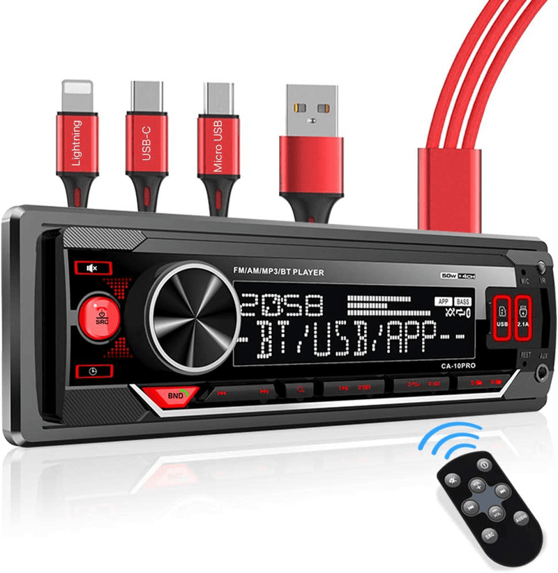 Bluetooth Car Stereo Radio Receiver,Single Din Mechless Digital Media Receiver Support FM/AM /USB/SD/FLAC/MP3/Aux-in with 7 Color Backlit,Wireless Remote Control Electronics > Audio > Audio Players & Recorders > Radios aboutBit CA-10PRO Single Din Car Stereo  