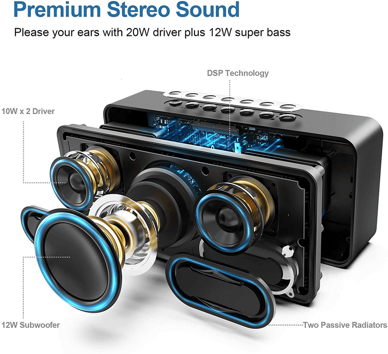 Bluetooth Speaker, DOSS SoundBox XL 32W Bluetooth Home Speakers, 20W Louder Volume, DSP Technology with 12W Subwoofer, Wireless Stereo Pairing, Speakers for Indoor Party Electronics > Audio > Audio Components > Speakers Wonders Tech   