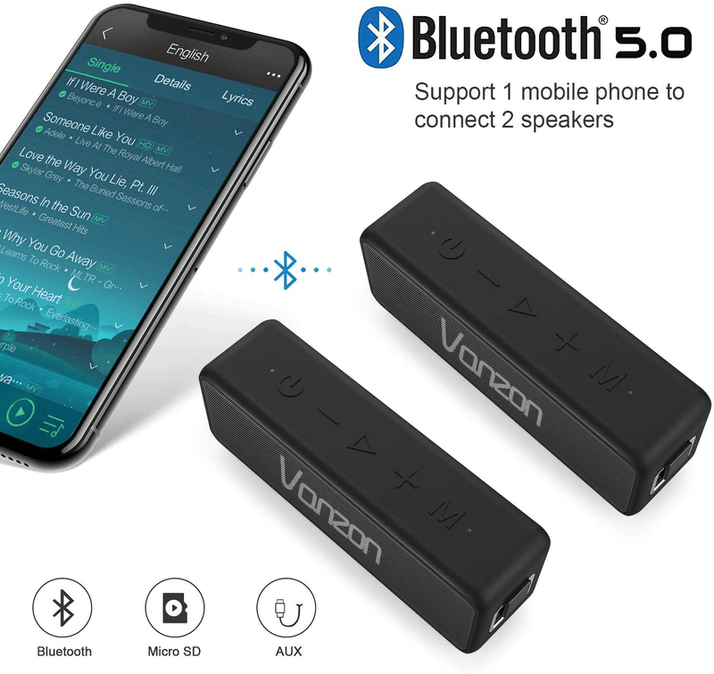 Bluetooth Speaker X5 Pro-Portable Wireless Speaker V5.0 with 20W Loud Stereo Sound, TWS, 24H Playtime & IPX7 Waterproof Vanzon Electronics > Audio > Audio Components > Speakers Vanzon Sounds   