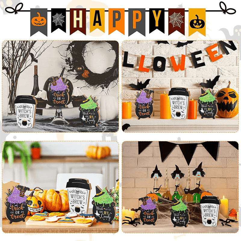 Blulu 3 Pieces Halloween Wooden Tabletop Sign,Trick or Treat Sign,Halloween Poison Candy Bar Sign,Vintage Coffee Wall Decor for Halloween Holiday Party Home Farmhouse Decorations Arts & Entertainment > Party & Celebration > Party Supplies Blulu   