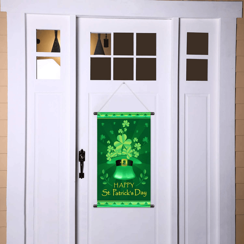 Blulu ST. Patrick Day Door Banner St. Patrick'S House Flag Welcome Banner for Indoor/Outdoor Decoration St. Patrick'S Day Garden Flag Party Parade 18.5 X 12.59 Inch