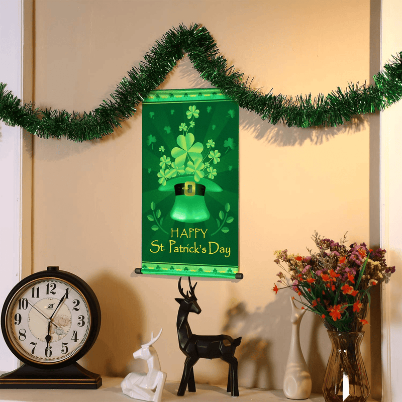 Blulu ST. Patrick Day Door Banner St. Patrick'S House Flag Welcome Banner for Indoor/Outdoor Decoration St. Patrick'S Day Garden Flag Party Parade 18.5 X 12.59 Inch Arts & Entertainment > Party & Celebration > Party Supplies Blulu   