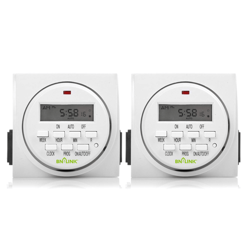BN-LINK 7 Day Heavy Duty Digital Programmable Timer, FD60 U6, 115V, 60Hz, Dual Outlet, For Lamp Light Fan Security UL Listed(2 Pack)