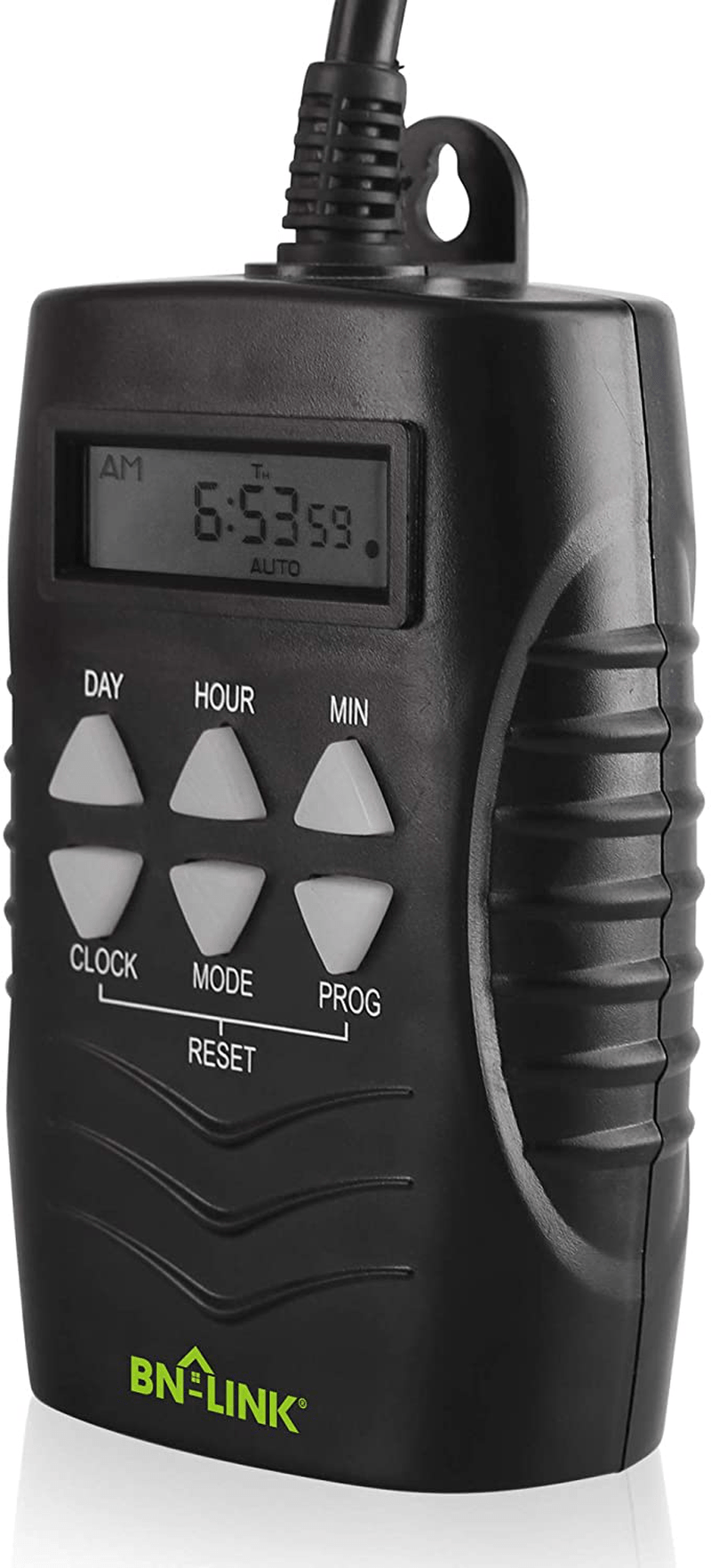 BN-LINK 7 Day Outdoor Heavy Duty Digital Programmable Timer BND/U78, 125VAC, 60Hz, Dual Outlet, Weatherproof, Heavy Duty, Accurate For Lamps Ponds Christmas Lights 1875W 1/2HP ETL Listed