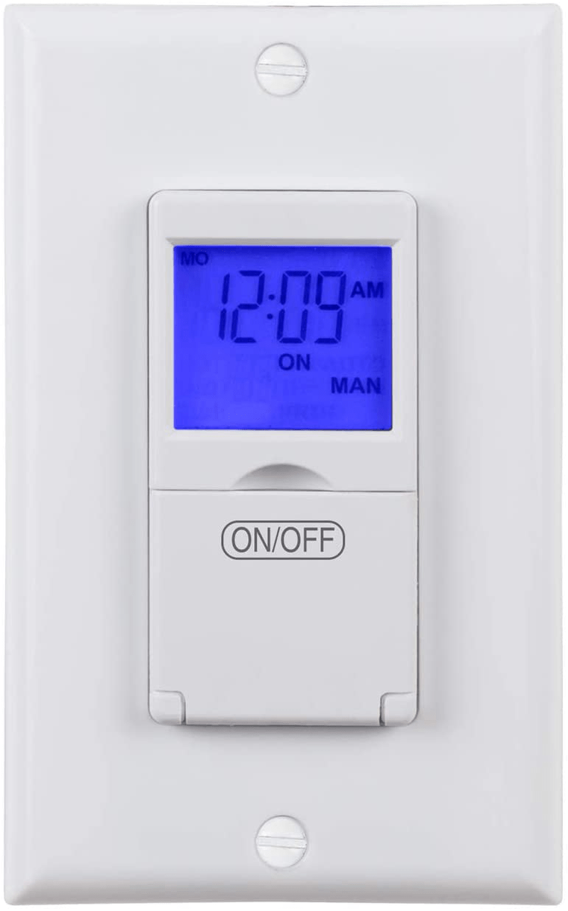 BN-LINK 7 Day Programmable In-Wall Timer Switch for Lights, fans and Motors, Single Pole and 3 Way (Compatible with SPDT) Both Use, Neutral Wire Required, White (Blue Backlight) Home & Garden > Lighting Accessories > Lighting Timers BN-LINK Default Title  
