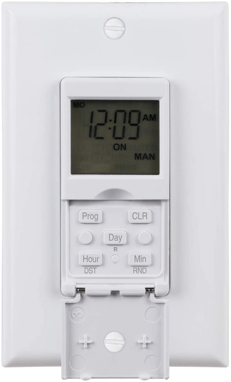 BN-LINK 7 Day Programmable In-Wall Timer Switch for Lights, fans and Motors, Single Pole and 3 Way (Compatible with SPDT) Both Use, Neutral Wire Required, White (No Backlight)