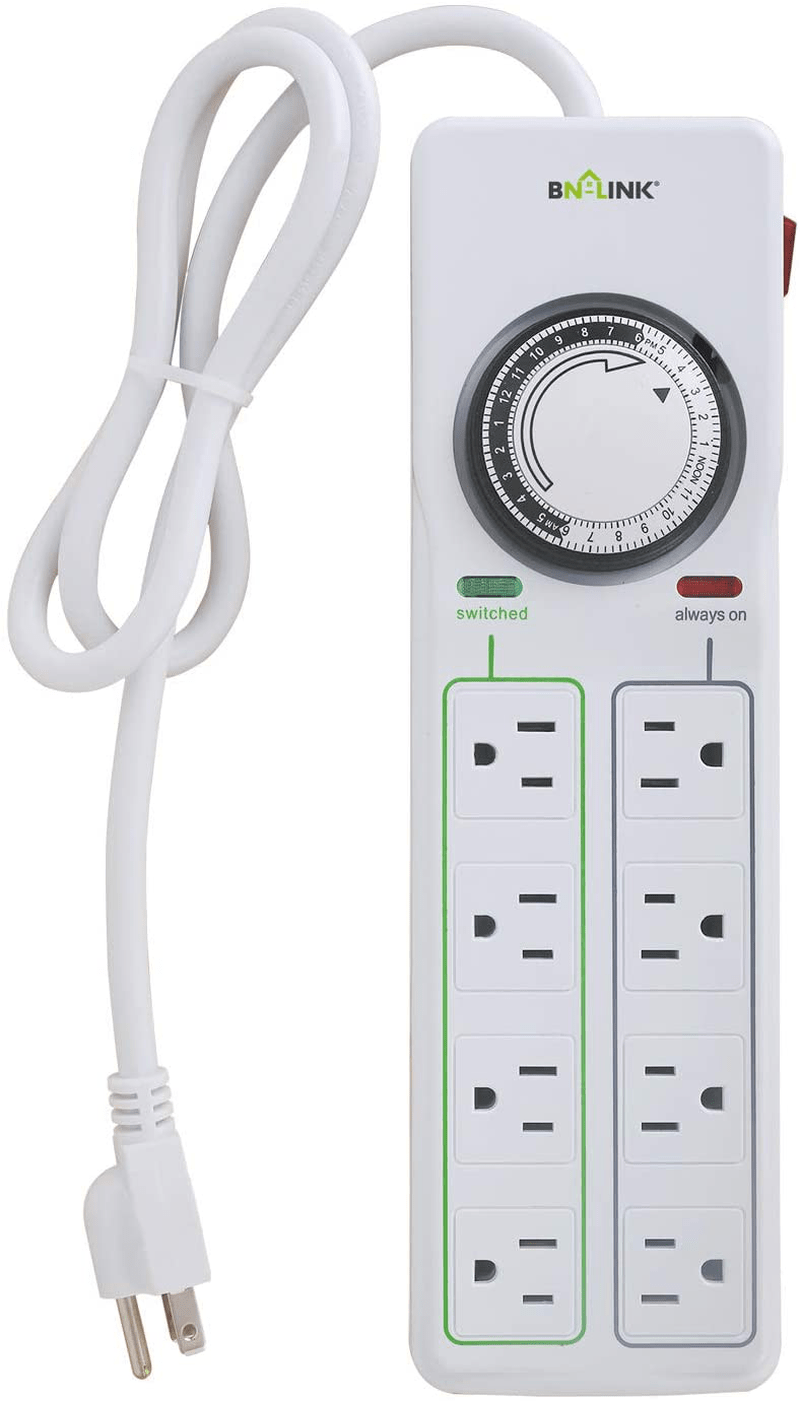 BN-LINK 8 Outlet Surge Protector with Mechanical Timer (4 Outlets Timed, 4 Outlets Always On) - White Home & Garden > Lighting Accessories > Lighting Timers BN-LINK Default Title  